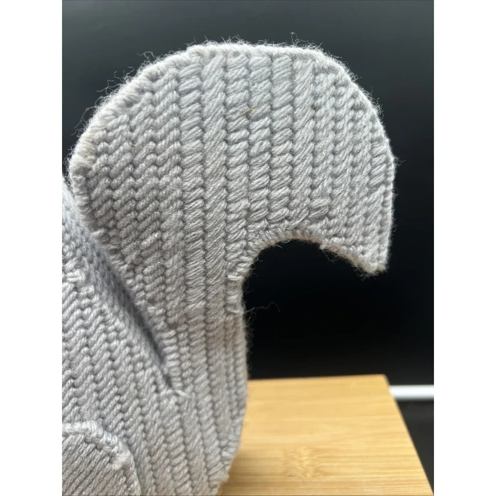Vintage Handmade Crocheted Squirrel With Wooden Nut 8